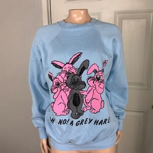 Vintage 80s 90s Pannill Sweatshirt Co XL Rabbit Bunny Grey Hare Crew neck A3-23
